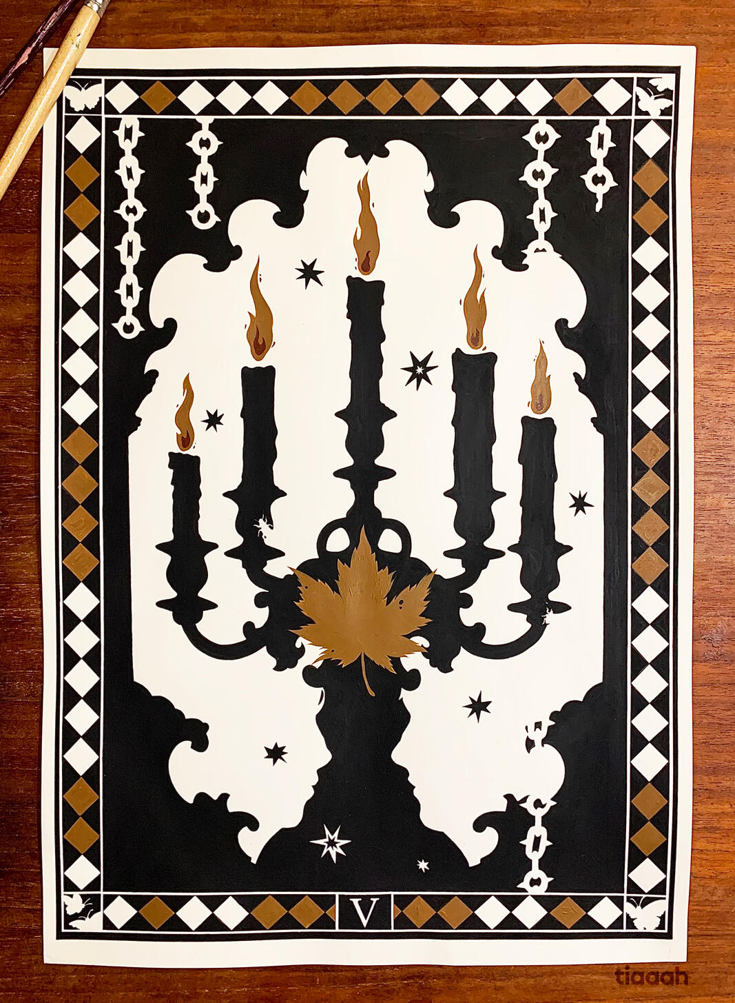 V. / 2025 / acrylique et feutre sur papier / H : 42cm L : 29,7 cm.