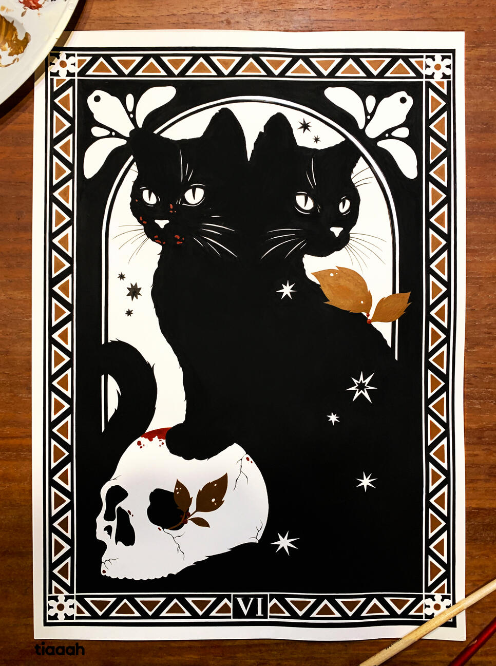 VI. / 2026 / acrylique et feutre sur papier / H : 42cm L : 29,7 cm.